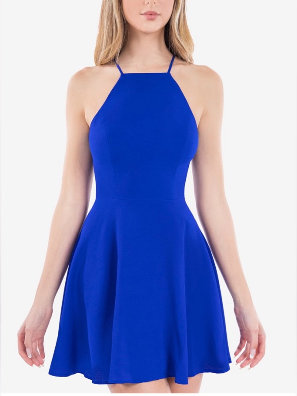 NWT B Smart Blue Halter Skater Junior’s Dress